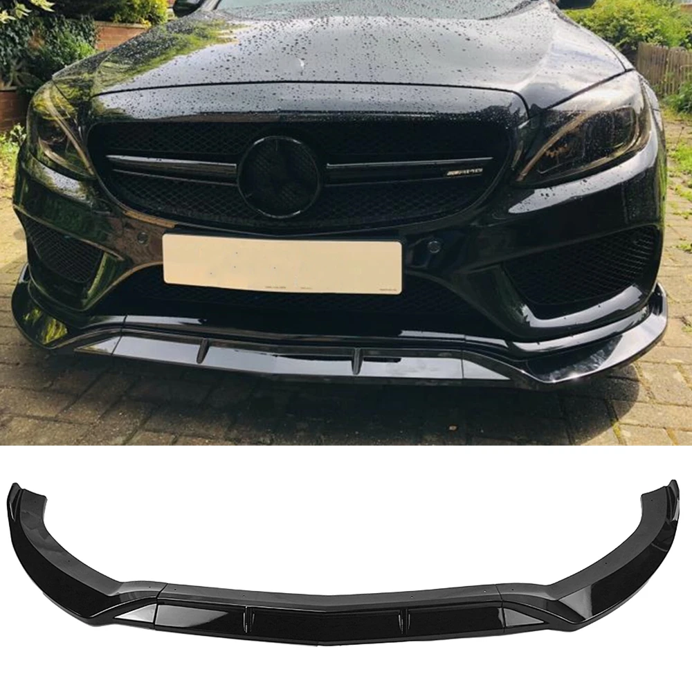 

Front Spoiler Bumper Lip For Mercedes-Benz C-Class W205 Sport 2015-2018 C180 C250 C300 C400 Gloss Black Lower Body Kit Splitter