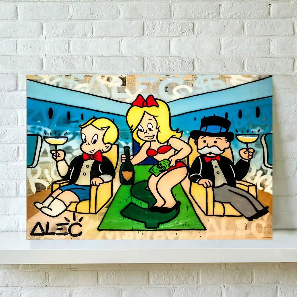 HD Print Alec Monopoly Oil Painting Home Decor Wall Art on Canvas The Good Life Canvas Printings Canvas Painting - view 2