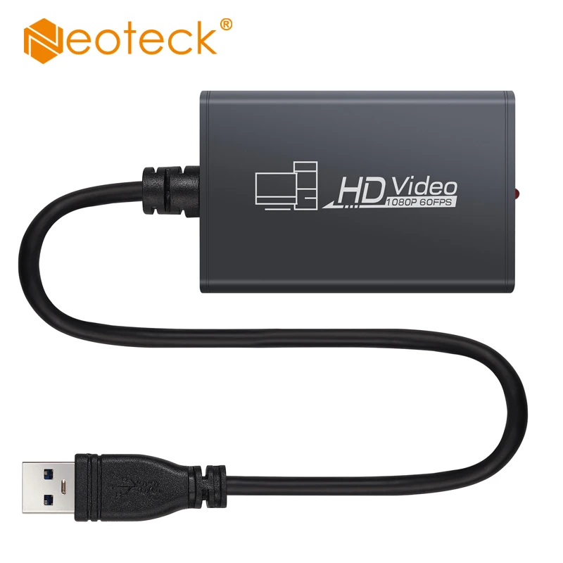 Neoteck 1080P HDMI-Compatible to USB 3.0 Live Video Capture With-Compatible HDMI Loop-out Microphone Input Recording CaptureCard