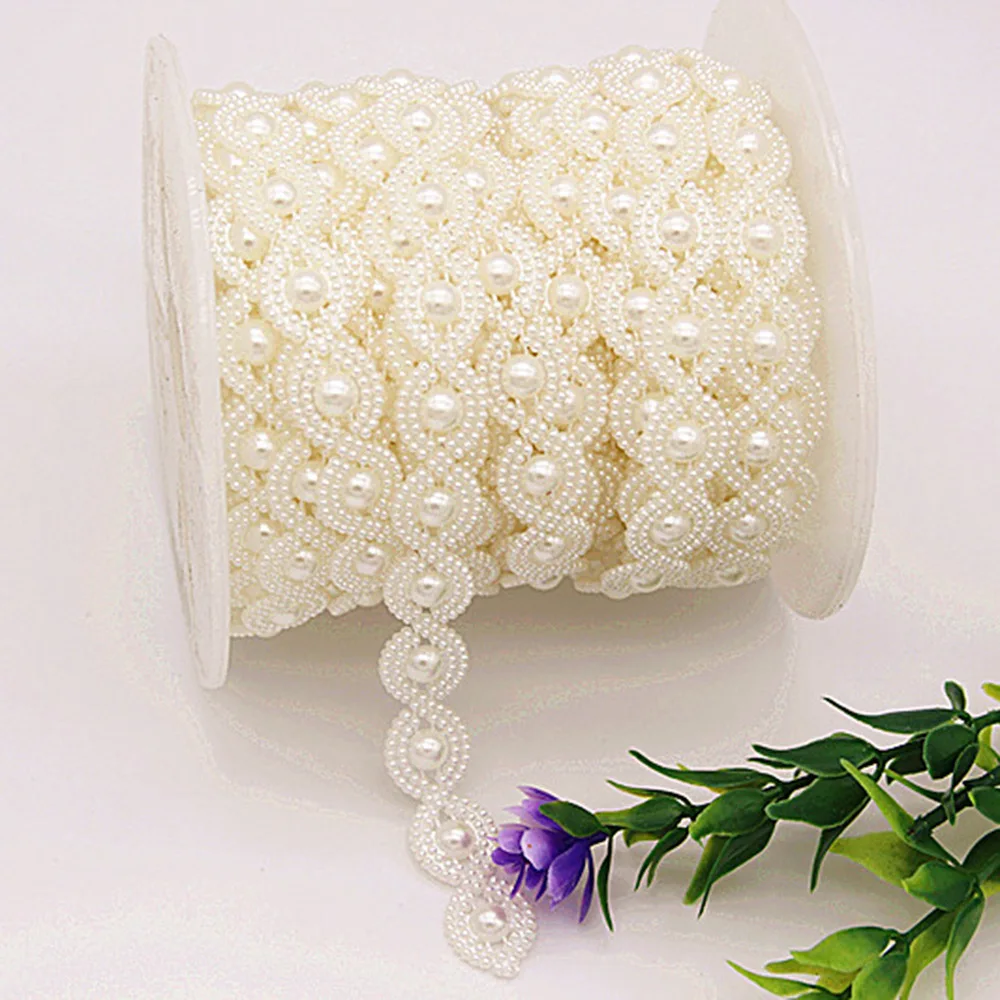 2YD Figure 8-shaped ABS Imitation Pearl Connection Beads Wedding Doll Bead Chain Handmade DIY Bead String Diamond Accessories