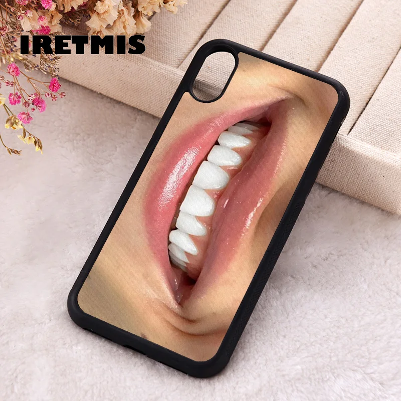 Iretmis phone cover cases for iphone 6 6S 7 8 Plus X Xs Max XR 11 12 13 MINI 14 15 Pro Soft Silicone Rubber Lips