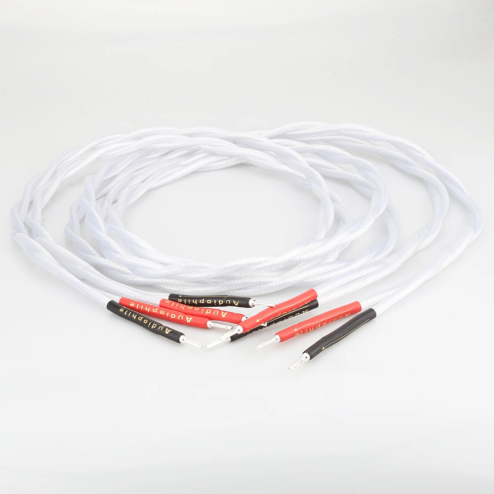 Audiocrast A58 S Ilver Mạ Dây Loa 5N Đơn Tinh Thể Hifi 4 Dây Cáp Loa Mạ Bạc Cáp Loa