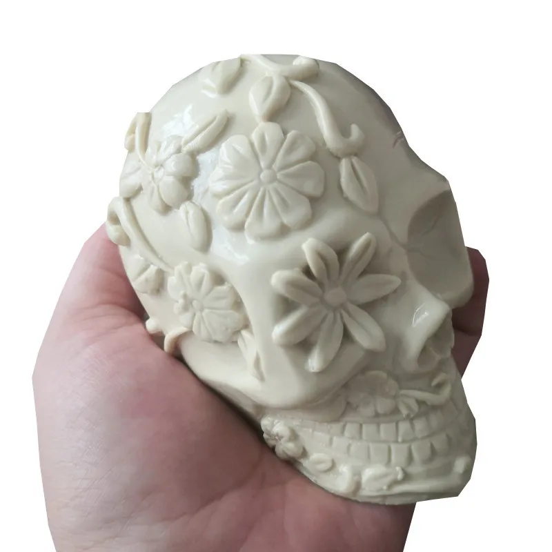 Embossed Flower Skull Candle Silicone Mold for DIY Handmade Aromatherapy Candle Ornaments Handicrafts Soap Mold Hand Gift Making