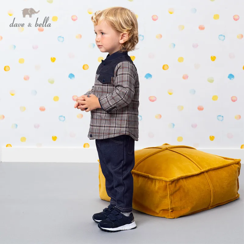 

DB15311 dave bella winter baby boys fashion patchwork plaid padded coat children tops infant toddler outerwear