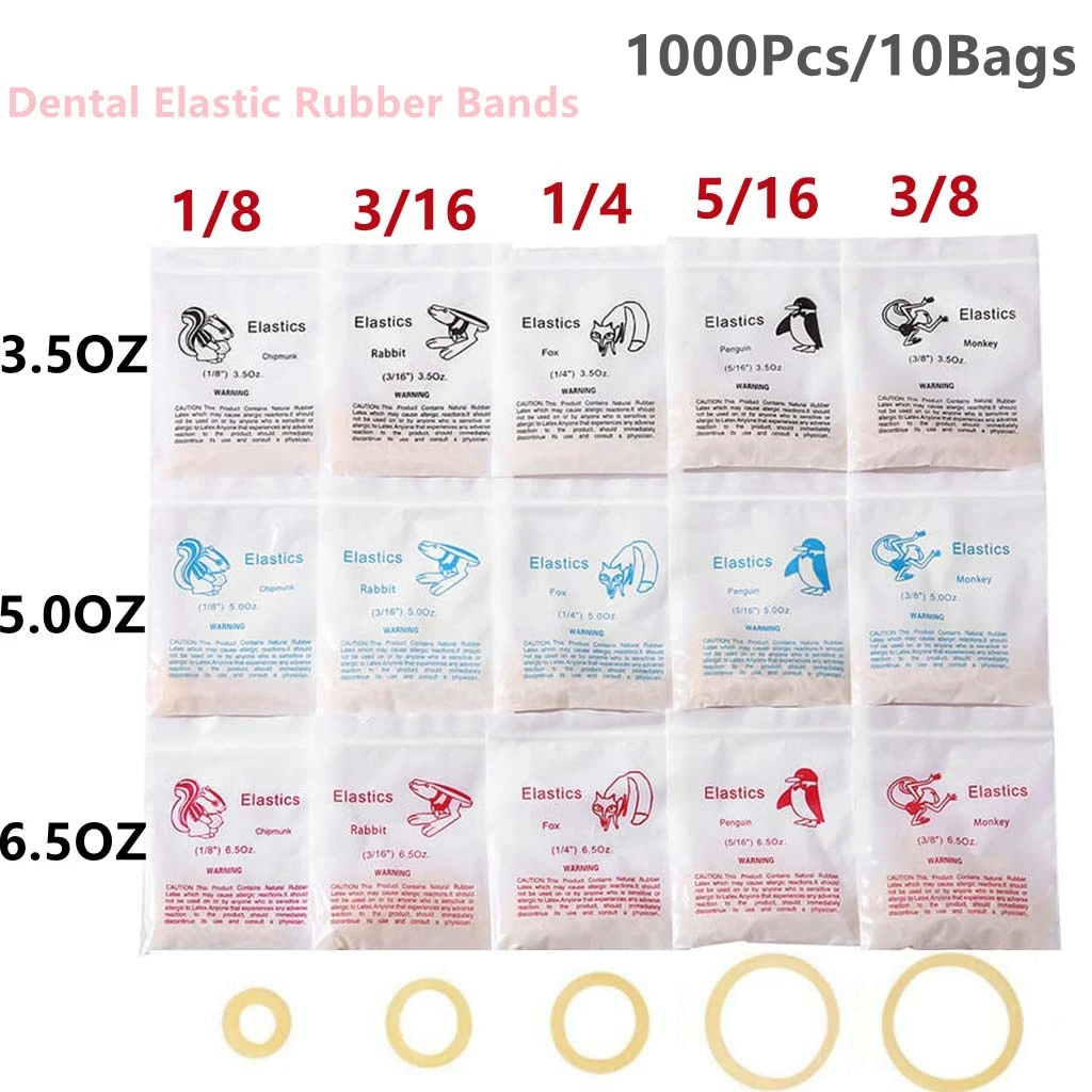 

1000Pcs/10Bags Dental Orthodontic Rubber Bands Elastics Latex Rings Braces Ligature Ties Tooth Care Tool Dentist Ortho Materials