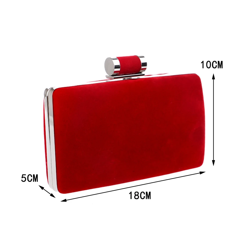 Velvet Women Small Clutch Bags Red Color Metal Shoulder Handbags Dress Party Evening Bags Metal Purse