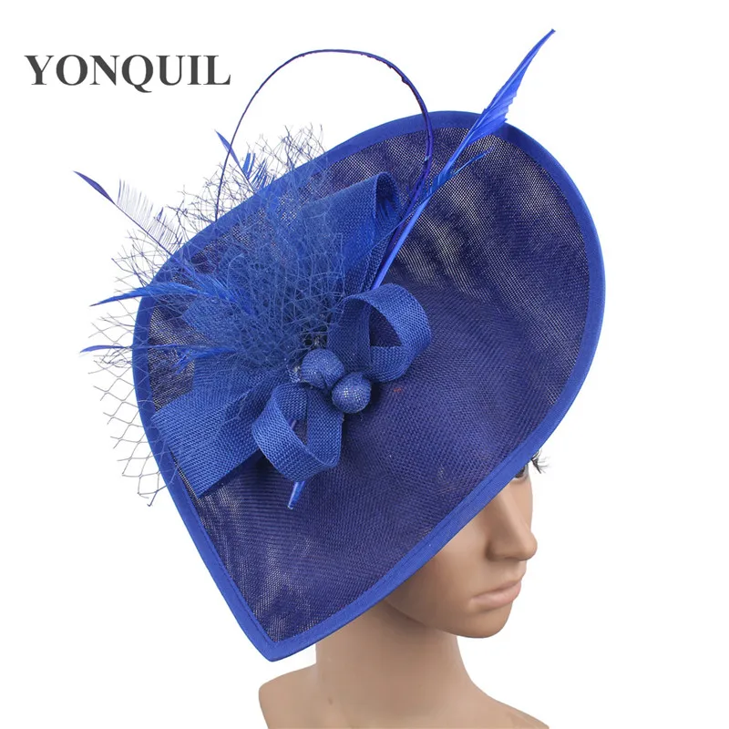 Fiori di lino cappelli Derby da sposa veli e Fascinators cappelli da sposa con velo per il viso accessori per capelli da cena formale da donna