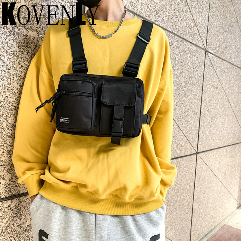 

Canvas Young Men Chest Bags Tacticl Chest Rig Vest Bag Hip Hop Chest Cell Phone Outdoor Men Waist Bag Street Style Kanye Style