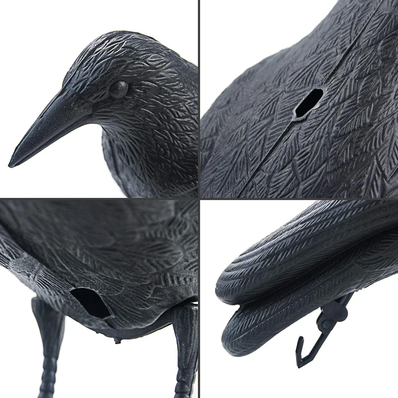 MAILIO Outdoor Hunting Fake Crow Raven Bird Hunting Decoy Deterrent Scarer Garden Pest Control Garden Scarer Bird Decoy