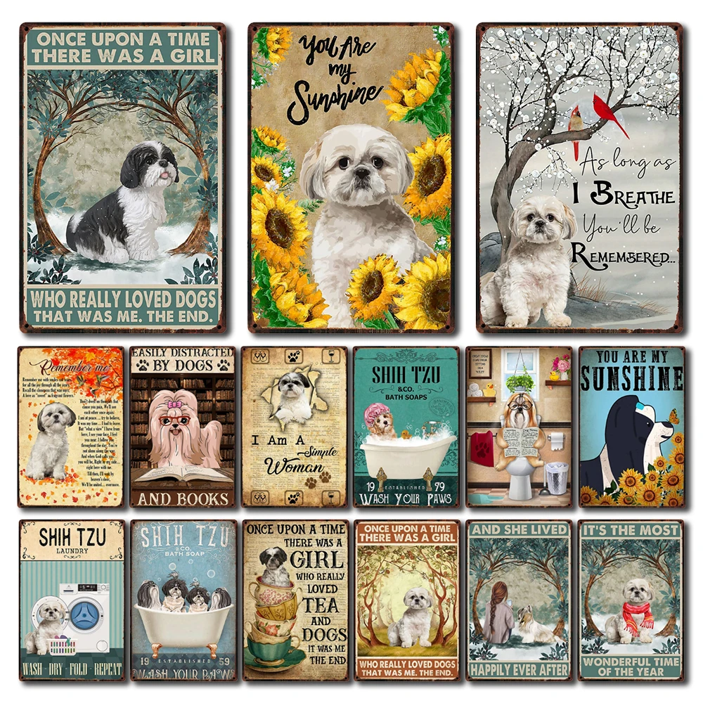 [ Wellcraft ] Pet Shih Tzu Dog You Are My Sunshine Beer Bath Shop Art Metal Tin Sign Wall Poster Iron Painting Pub D-14 20*30 CM