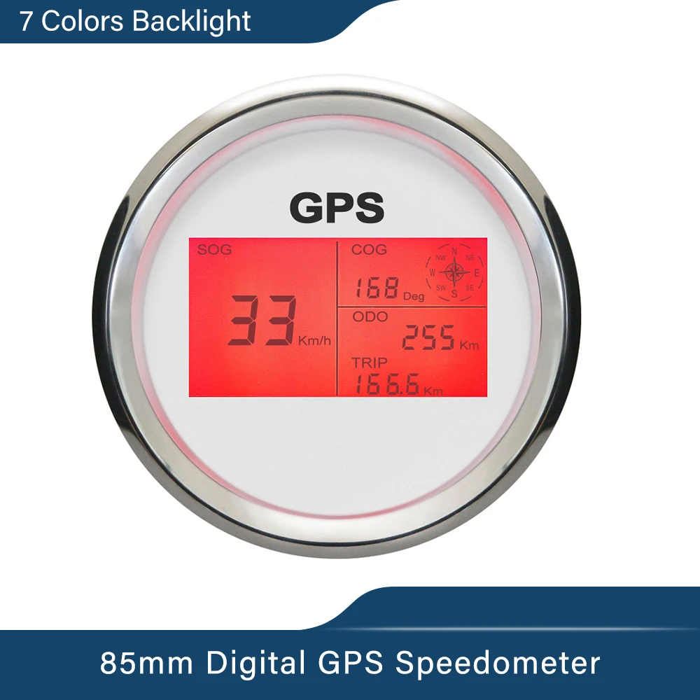 3 3/8 Inch GPS Speedometer Kit Digital Speed Gauge Odometer Mileage Adjustable Overspeed Alarm 0-999