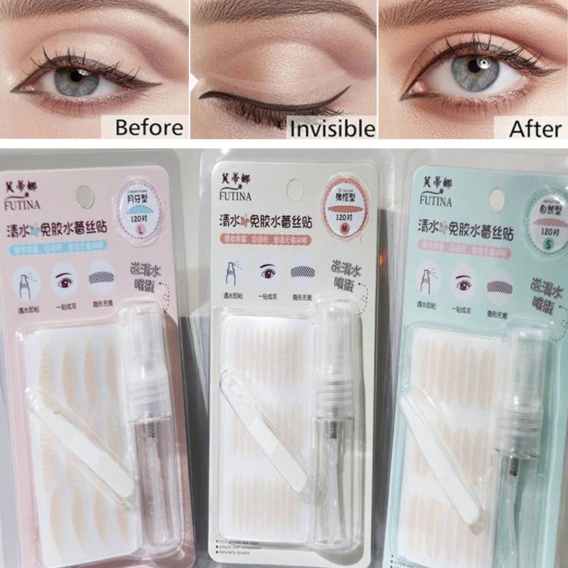 120 Pairs Invisible Double Eyelid Sticker Lace Eye Lift Strips Double Eyelid Tape Adhesive Stickers Natural Eye Tape Makeup Tool