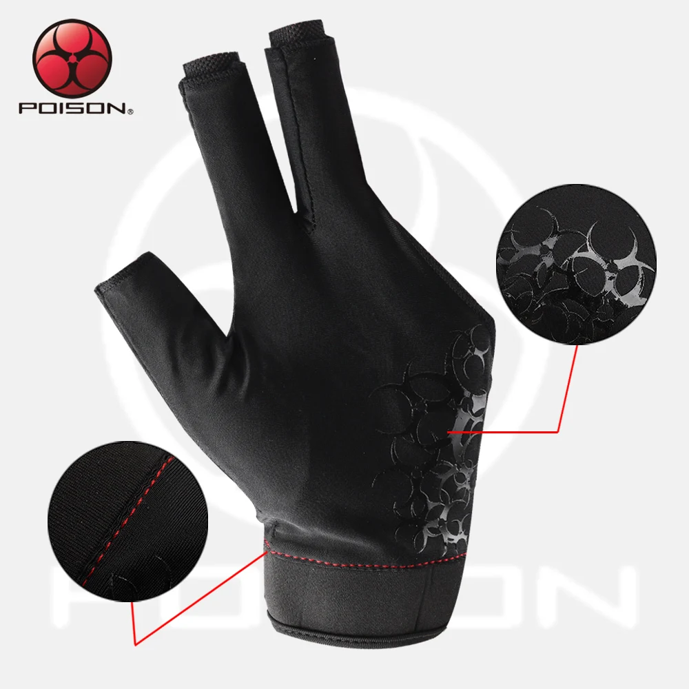 POISON Handschoenen Biljarthandschoenen Een Stuk antislip Lycra Stof Zwembadhandschoenen Snooker Handschoen Beroep Biljart Accessoires