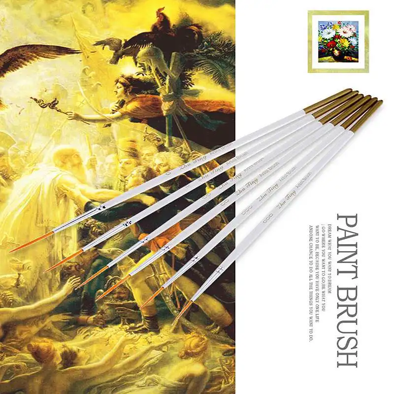 6Pcs Long/Short Hook Line Pen Paint Brush Round Nylon Hair Nail Art Line Drawing Pen For Painting Art Supplies