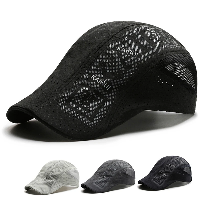 

Men Women Beret Golf Cap Sun Hats Flat Top Shutter Hats Fashion Baseball Cap Sunshade Quick Dry Hat