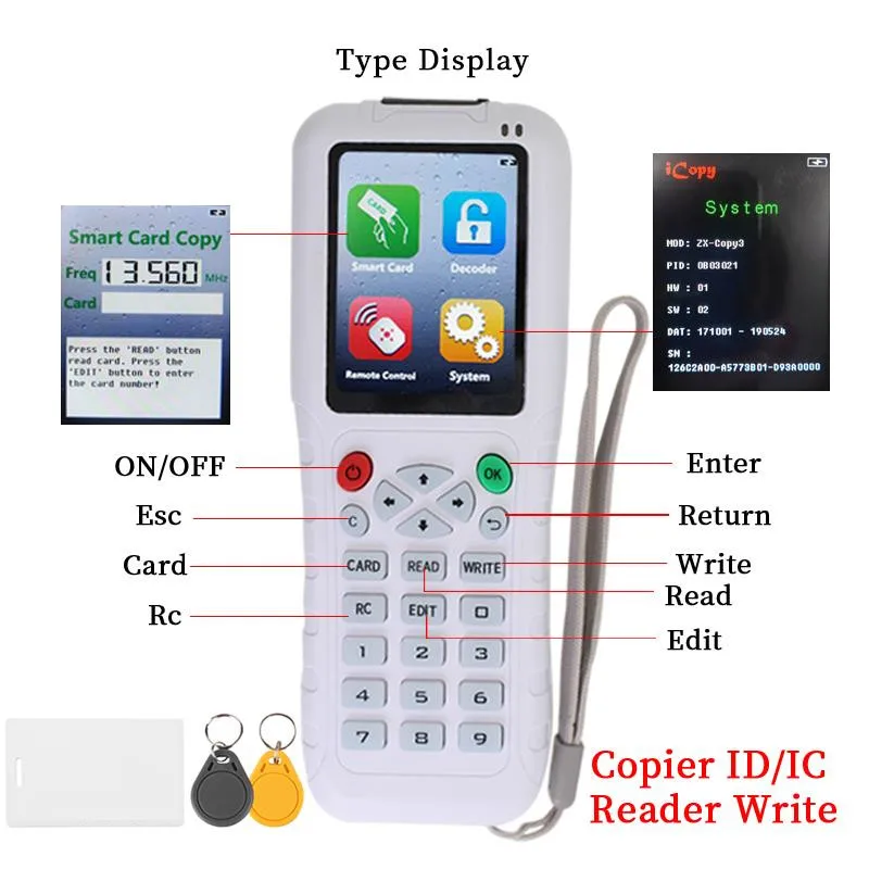 

English Version iCopy 3 with Full Decode Function Smart Card Key Machine RFID NFC Copier IC ID Reader Writer Duplicator