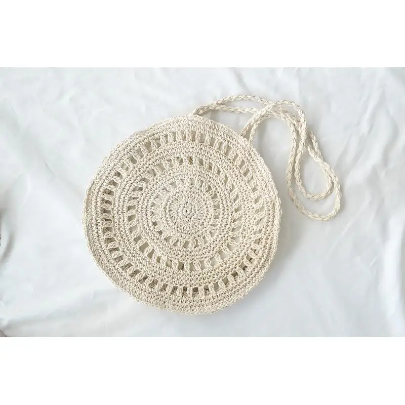 38x38CM New Round Crochet Flower Bag Female Summer Shoulder Bag Straw Bag Beach Bag a6310