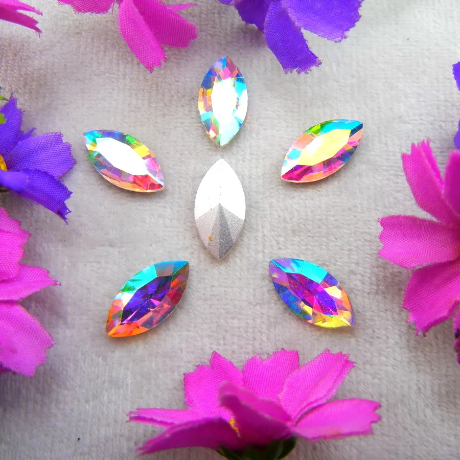 AB Farben 8 Größen Navette Pferdeaugen-Markise Form Glas-Klebekristalle Strass-Ornamente Zubehör DIY-Verzierung – Detail 15