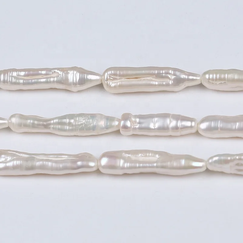 

5-6mm Freshwater Irregular Long Shape Toothpick Stick Natural White Pearl Strand For DIY Jewelry