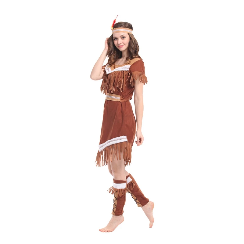 Adult Womens Indian Princess Pocahontas Huntress Costumes Halloween Carnival Mardi Gras Party Fancy Dress Umorden