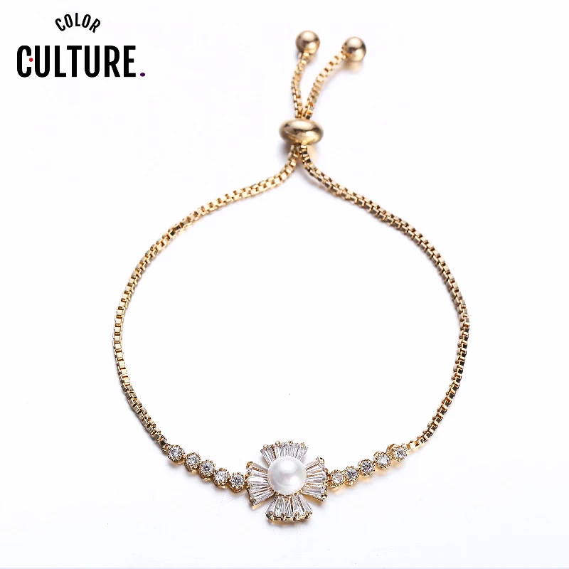 

Brand Luxury Gold-color Chain Bracelet Cut Cubic Zirconia and Copper Adjustable Zircon Bracelets in Free shipping