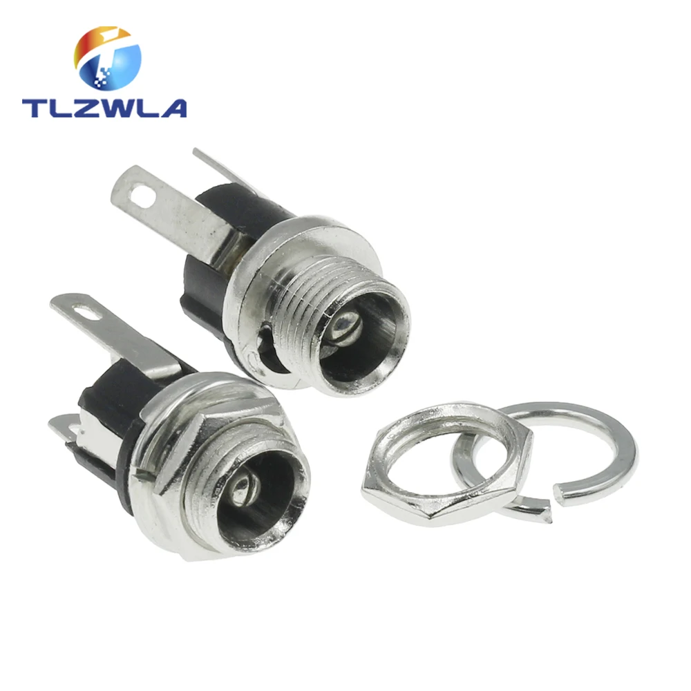 10PCS DC025M 5.5*2.1/2.5mm DC Socket With Nut 5.5x2.1/5.5x2.5 mm DC Power Jack Socket Female Panel Mount Connector