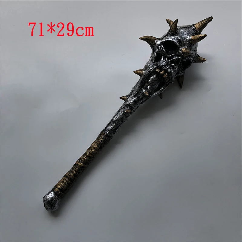 DMC 5 Simulation Skull Mace Weapon Halloween Performance Props Polyurethane Hammer Children's Game Toys 71cm