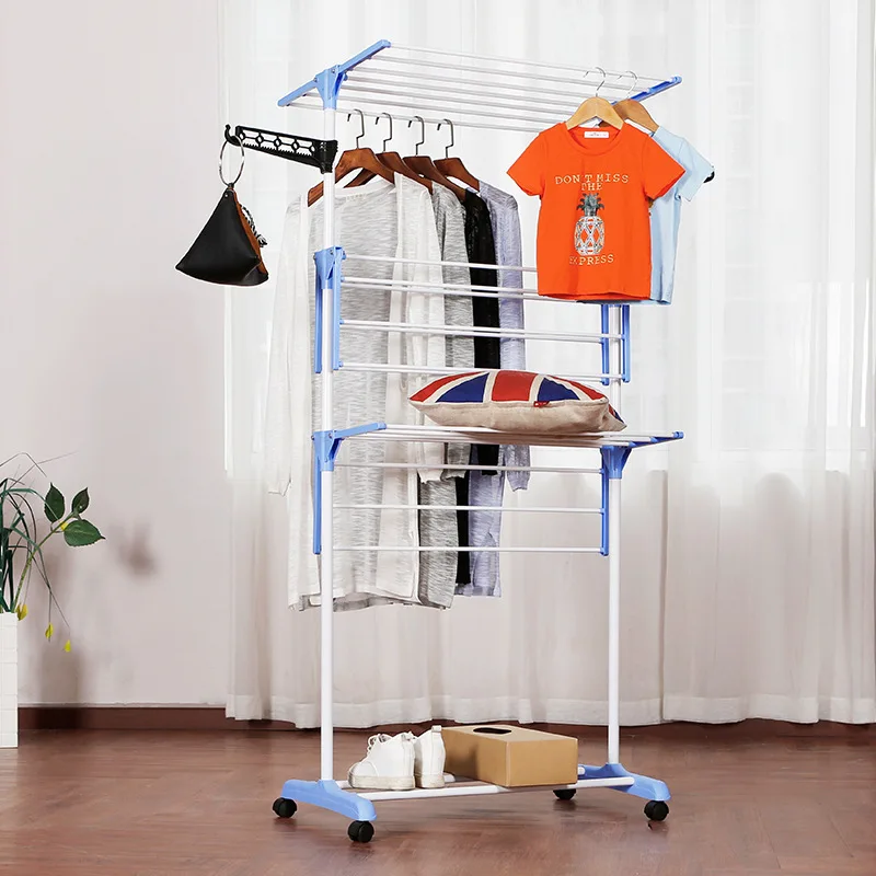 

Clothes Hanger Household Multi-layer Folding Floor Clothes Drying Clip Multi-layer Clothes Drying Simple Movable Clothes Hanger