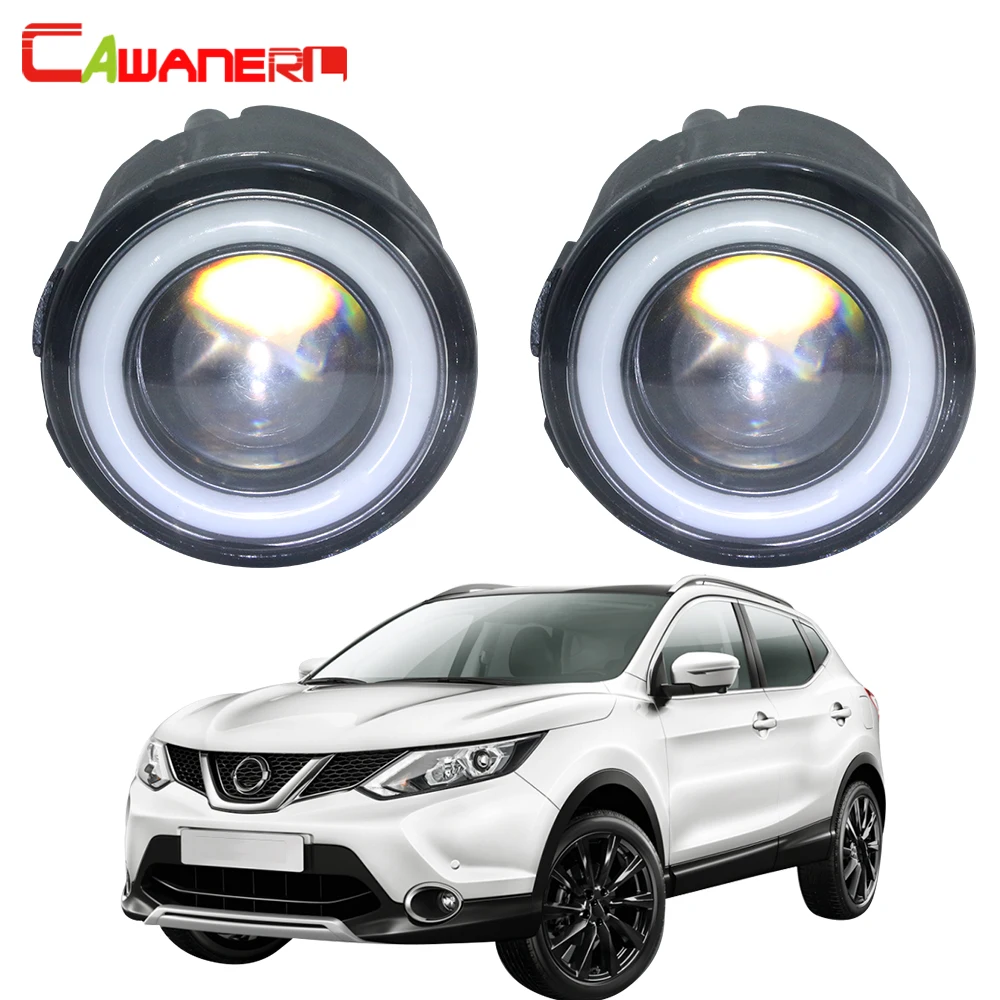 Cawanerl For Nissan Qashqai J11 J11_ 2013-2018 Car LED Bulb Fog Light Angel Eye DRL Daytime Running Light 3000LM 12V 2 Pieces