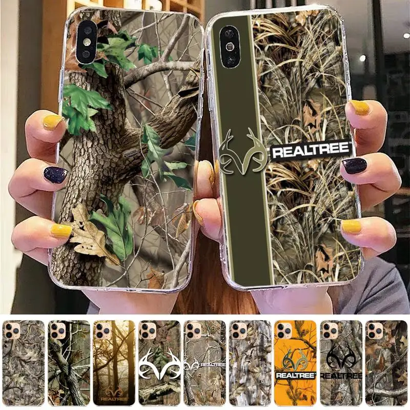 Etui na telefon Realtree Real Tree Camo do iPhone 11 12 13 mini pro XS MAX 8 7 6 6S Plus X 5S SE 2020 XR