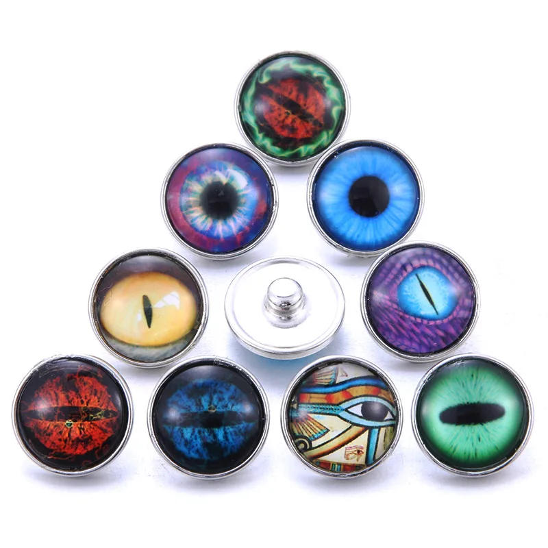 5pcs/lot New Glass Snap Jewelry Mixed Beautiful Exotic Animal Pattern 18mm Glass Snap Buttons For DIY Snap Bracelet