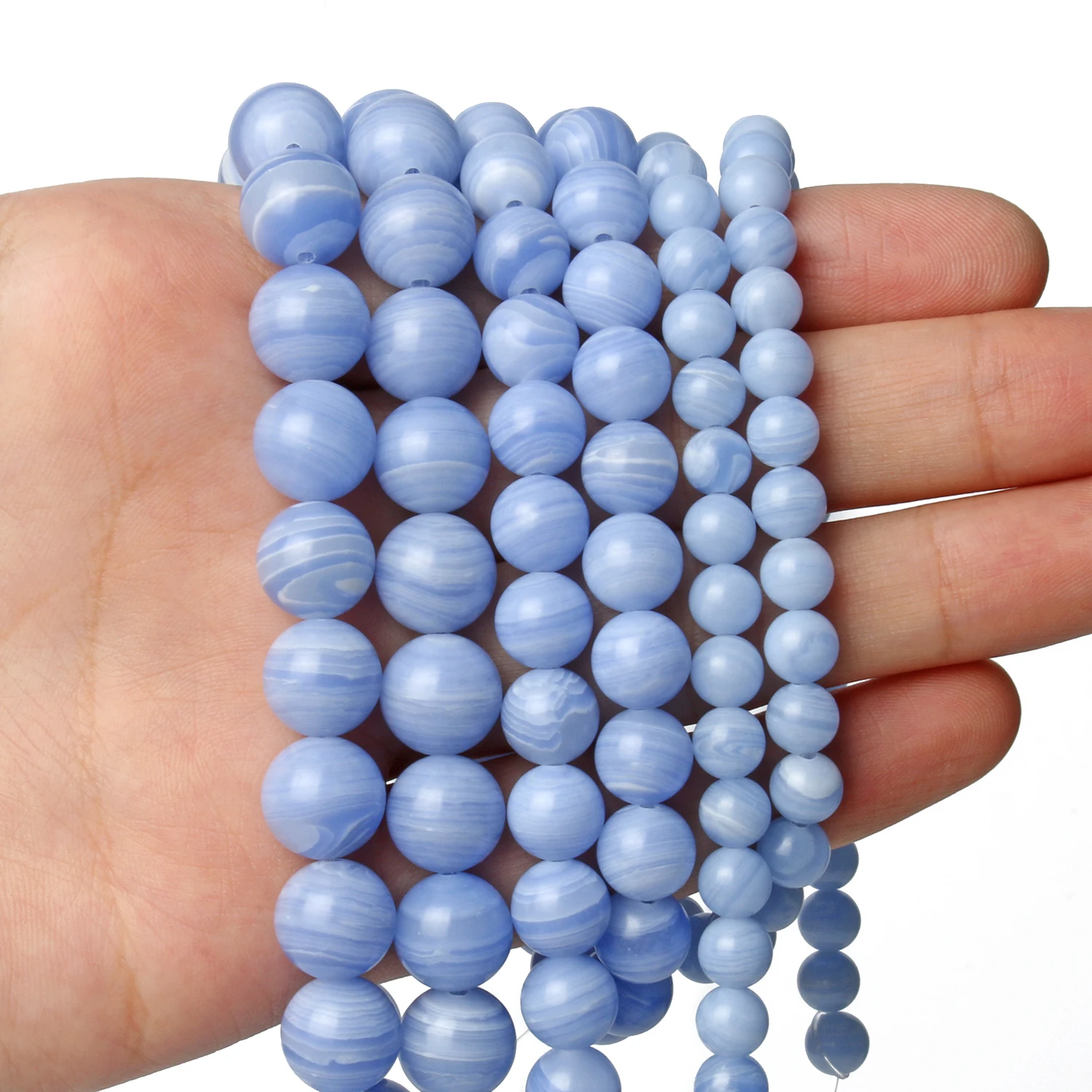 Natural Stone Beads Blue Lace Agates Beads Round Loose Beads for Jewelry Making Needlework Beads Diy Charms Bracelet 6/8/10mm