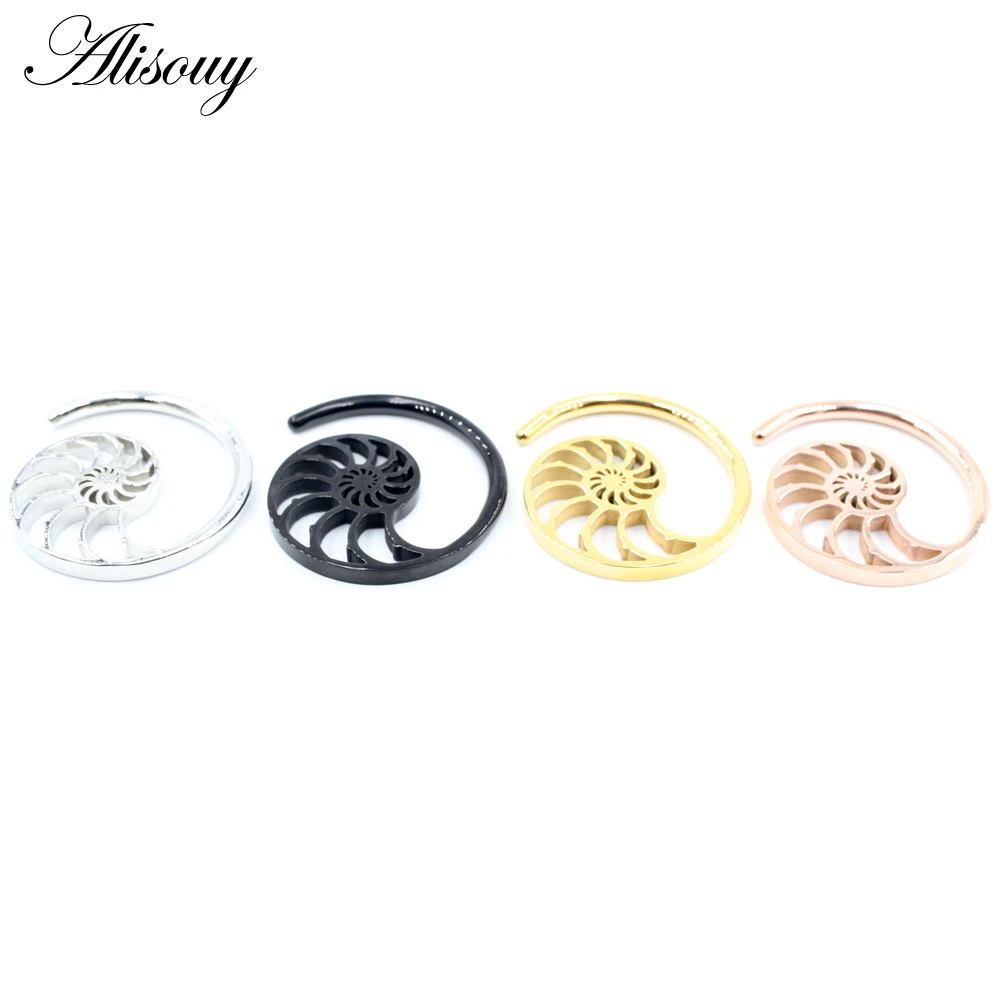 Alisouy 1PC Stainless Steel Hollow Spiral Snail Helix Ear Weights Expander Stretcher Plugs Gauge Earring Body Piercing Jewelry