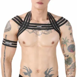 CLEVER-MENMODE Sexy Elastic Tops Harness Fetish Men Shoulder Bondage Body Chest Harness Strap Erotic Costume for BDSM Lingerie