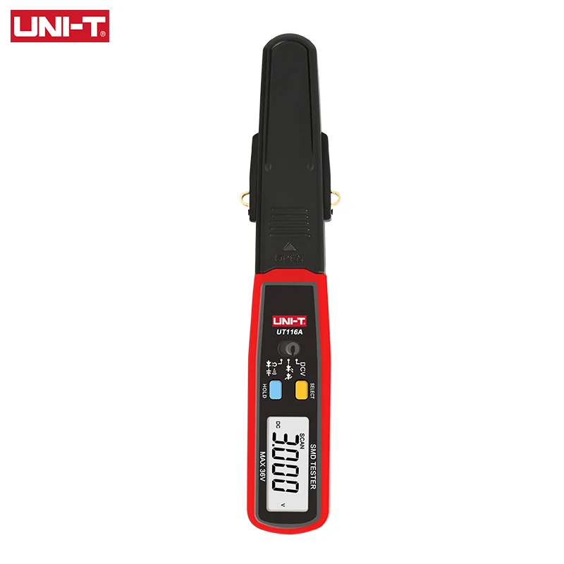 UNI-T UT116A SMD Tester Meter Multimeter Rotable Tweezer Resistance Capacitance LED Diode Continuity Battery Tester