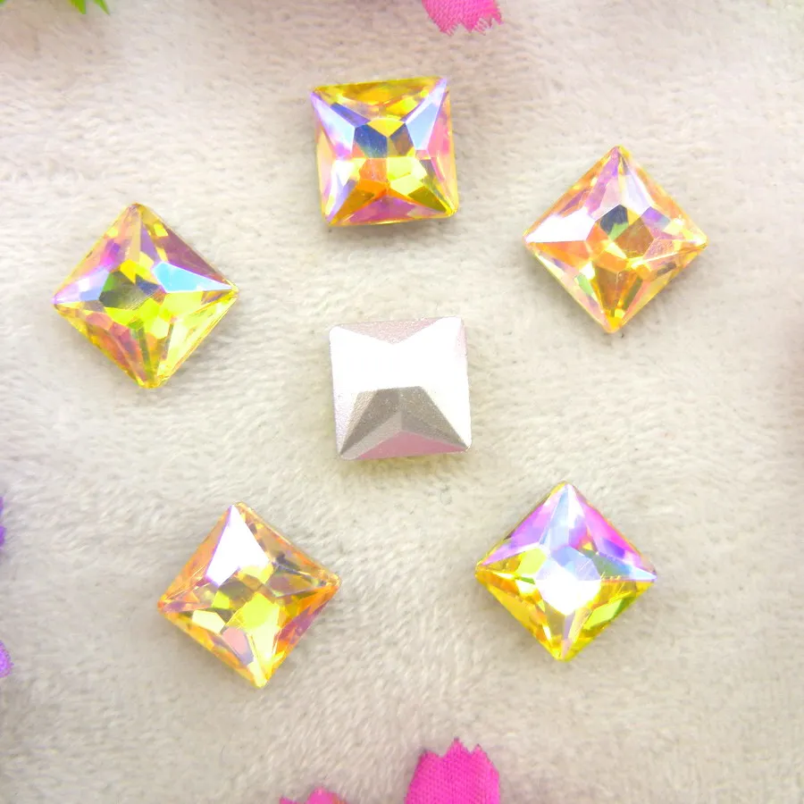 AB Farben 8mm 10mm 12mm Ausgefallene Quadratische Form Klebe-Glaskristalle Strass Handwerk Ornament Zubehör DIY Verzierung – Detail 15