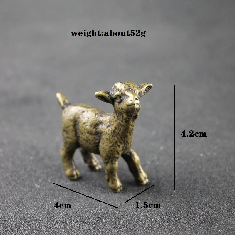 Antique Copper Lamb Statue Decoration Solid Brass Sheep Ornament Vintage Tea Pet Desktop Animal Model Love Home Decor Accessory