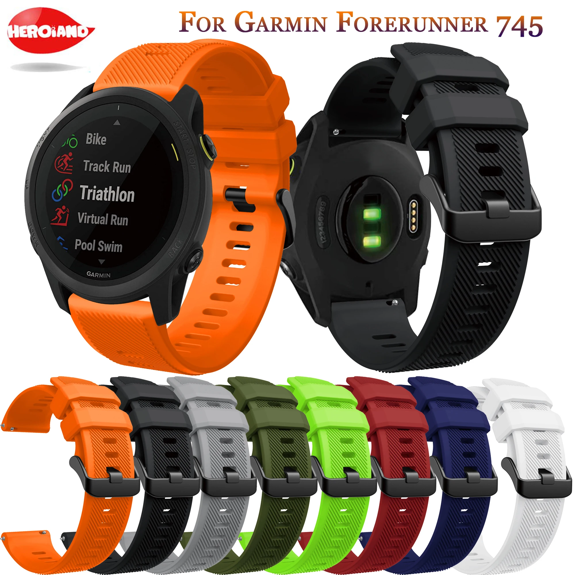 22mm colorido macio silicone esporte cinta para garmin forerunner 745/para xiaomi huami amazfit gtr 47mm/gtr 2/ritmo pulseira de relógio inteligente