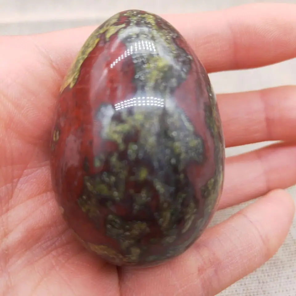 4-5cm 1pc Dragon Blood Stone Egg Shaped Healing Natural Crystal Massage Minerale Gemstone Spiritual Decoration Collection