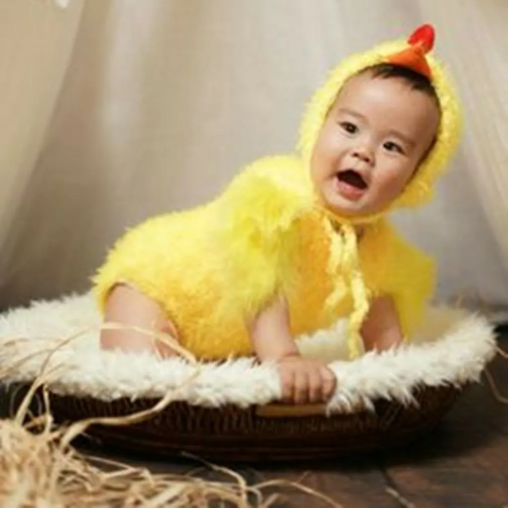 Fotografia puntelli animali pulcino Costume pollo abiti cappello e tuta Studio foto festa Costume fotografia Prop regalo