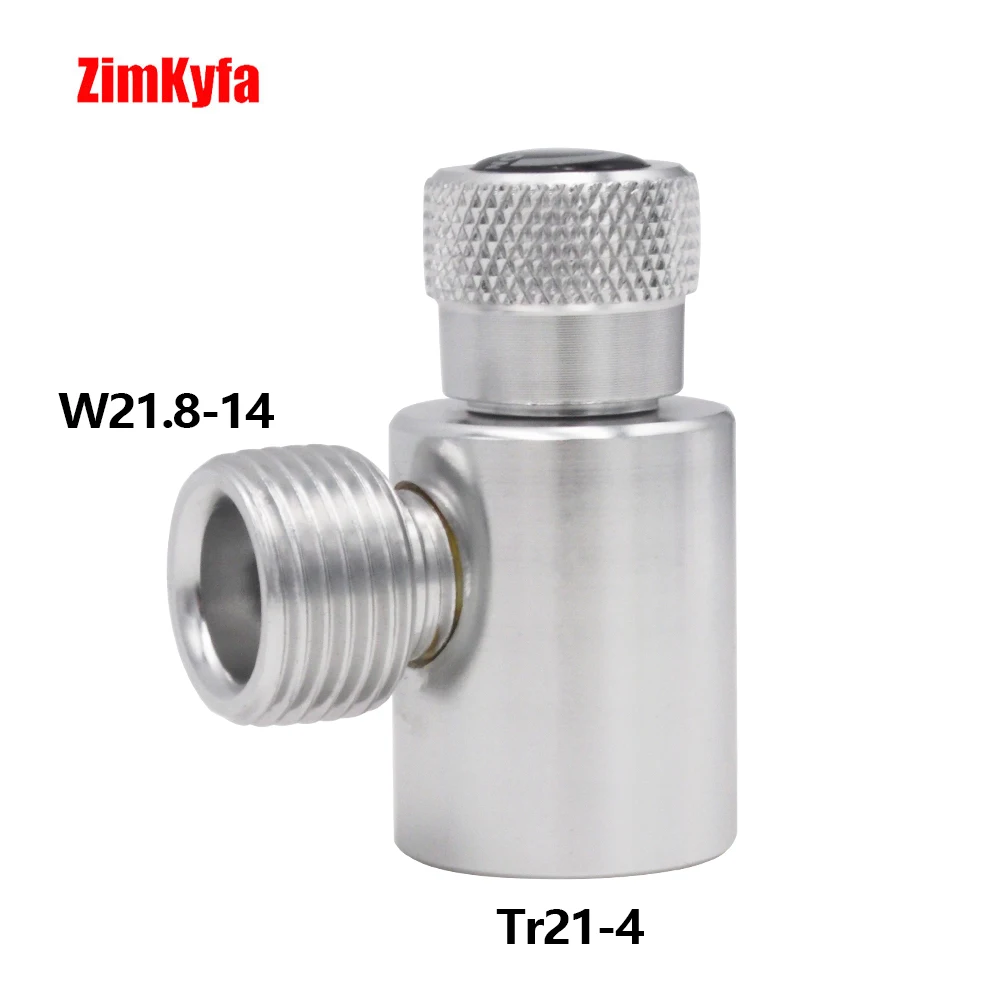 Adaptador de enchimento de metal de refrigerante W21.8-14 para Tr21-4 kit de conector adaptador de tanque de cilindro de gás co2 para regulador de fermentação caseira de aquário