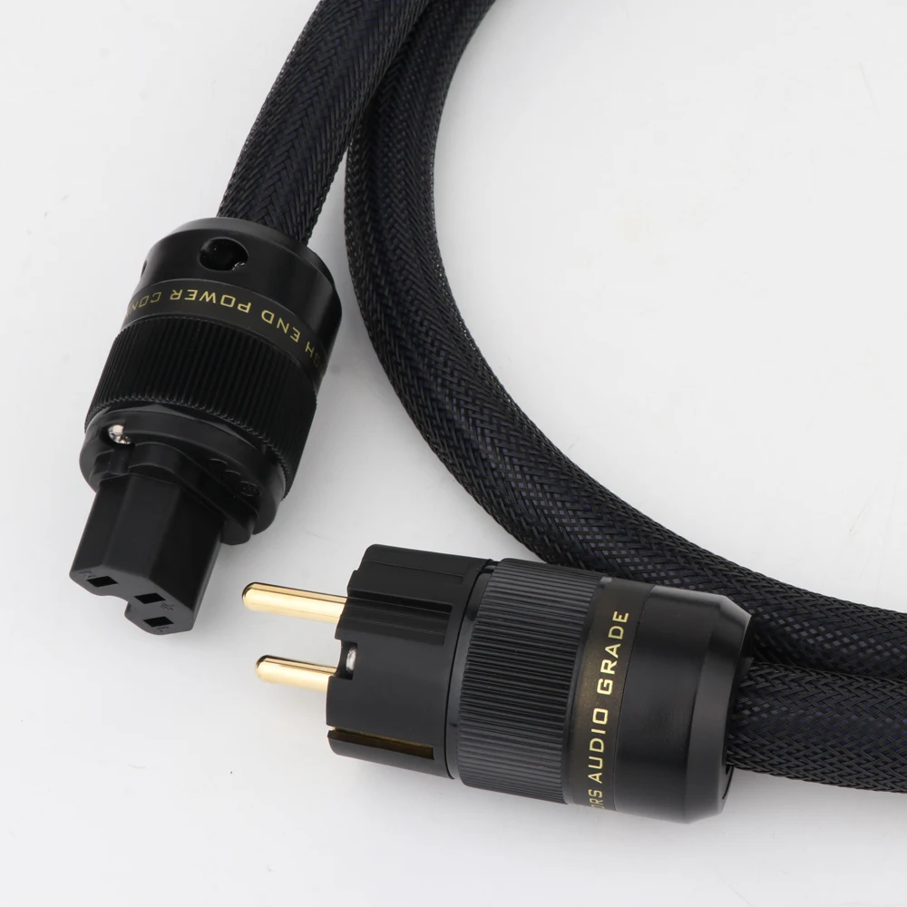 HiFi D503 하이 엔드 OCC 구리 EU/US 버전 골드 도금 P-078 전원 플러그 IEC 커넥터가있는 주 전원 코드 케이블