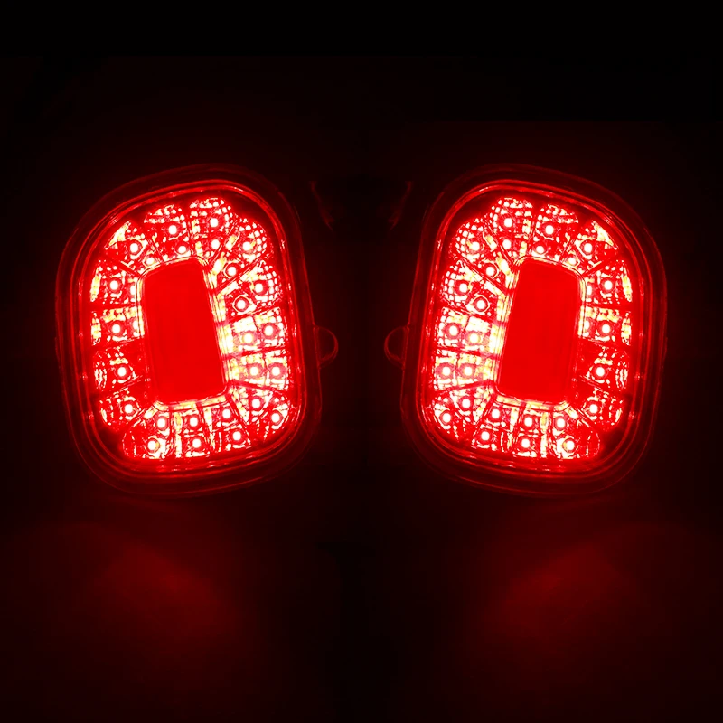 For Jeep Renegade  2015-2019 12V 3W 3D Optic Red LED Rear Bumper Reflectors Rear Fog Tail Lamps Backup Reverse Lights