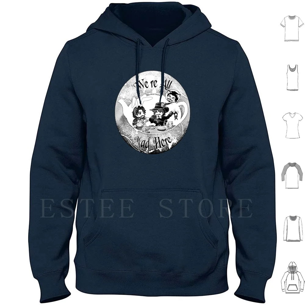 Musketeers Mad Tea Party Sudadera con capucha con efecto de tinta de manga larga The Musketeers Mosqueters Athos Aramis Porthos Dartagnan The Three