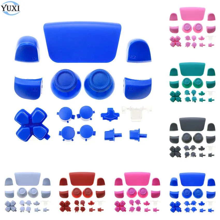 

YuXi Full Set Thumb Stick Grip Joystick Cap Dpad Direction Key L1 R1 L2 R2 ABXY Buttons For Sony Playstation 5 PS5 Controller