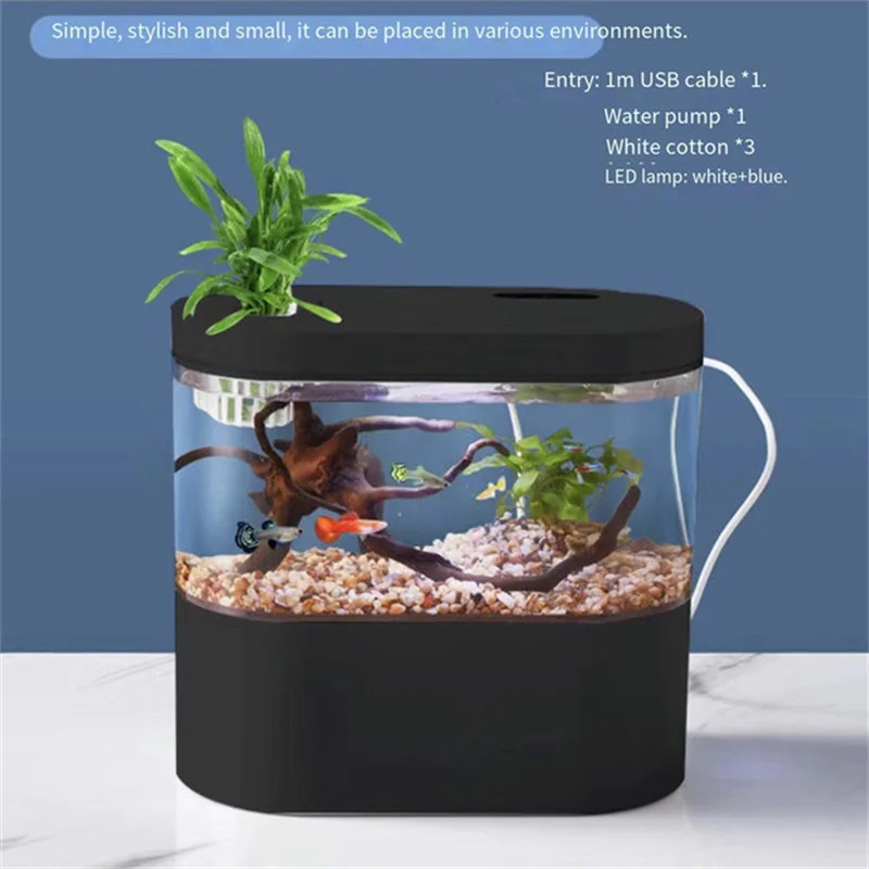 

Living room creative small goldfish tank desk top integrated bottom filter circulation ecological tank free replacement aquarium