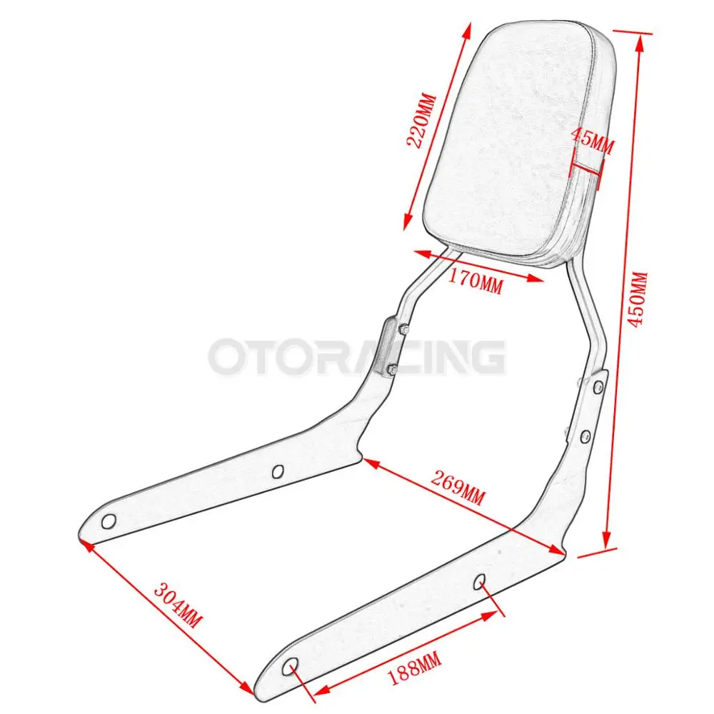 Motorcycle Backrest Sissy Bar For Honda Shadow 750 VT750 VT750C2 Spirit 2007-2014 VT750C2B Phantom 2010-2015