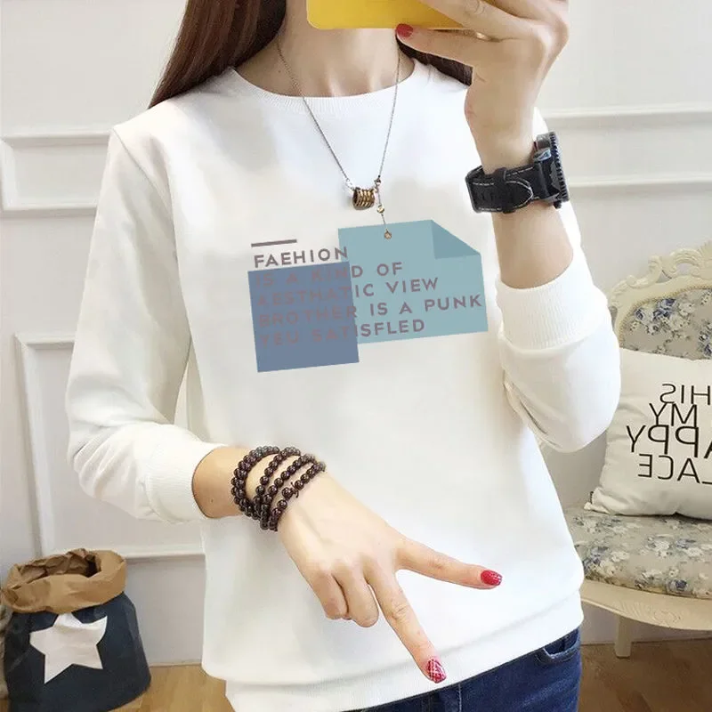 

Spring Autumn Style Women's Cotton Sweater Casual Screw Thread Letter Printed Long Sleeve Sweatshirt AA4027