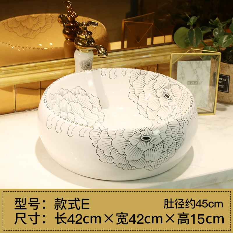 

Jingdezhen factory directly art hand painted ceramic patterned ceramic wash basin bathroom sink
