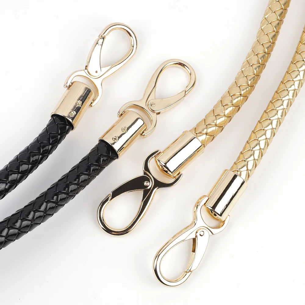 2pcs High Quality PU Leather Handbag Handles Handmade Alloy Metal Bag DIY Accessories Braided Rope Bag Shoulder Bag Strap KZ0346